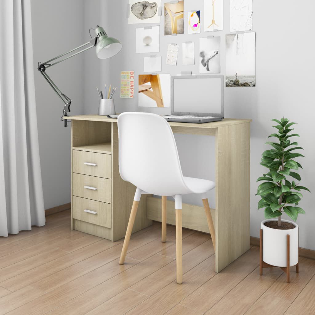 vidaXL Γραφείο με Συρτάρια Sonoma Δρυς 110x50x76 εκ. από Μοριοσανίδα