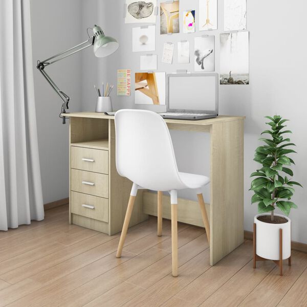 vidaXL Γραφείο με Συρτάρια Sonoma Δρυς 110x50x76 εκ. από Μοριοσανίδα