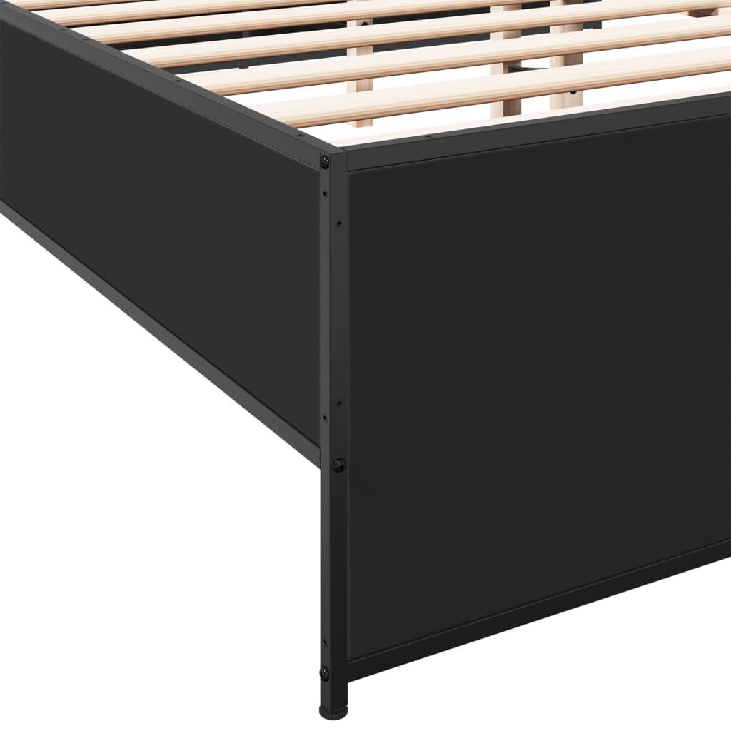 vidaXL Πλαίσιο Κρεβατιού Μαύρο 140x200 εκ. Επεξεργ. Ξύλο και Μέταλλο