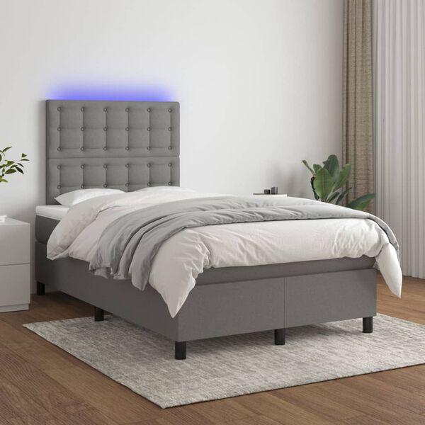 vidaXL &Kappa;&rho;&epsilon;&beta;ά&tau;&iota; Boxspring &mu;&epsilon; &Sigma;&tau;&rho;ώ&mu;&alpha; & LED &Sigma;&kappa;.&Gamma;&kappa;&rho;&iota; 120x200 &epsilon;&kappa; &Upsilon;&phi;&alpha;&sigma;&mu;ά&tau;&iota;&nu;&omicron;