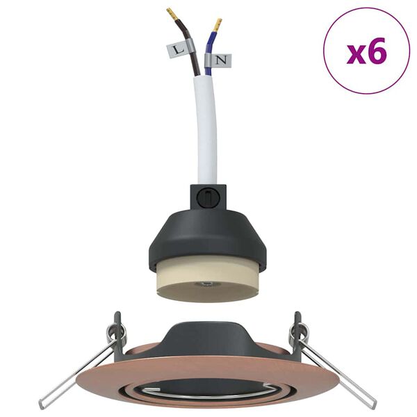 vidaXL Spotlights με προβολείς 6 pcs Χάλκινο 9 x 9 εκ. Μέταλλο
