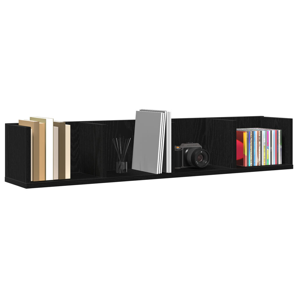 vidaXL Ράφι Τοίχου CD Μαύρος Δρυς 100x18x18 εκ Επεξεργασμένο Ξύλο