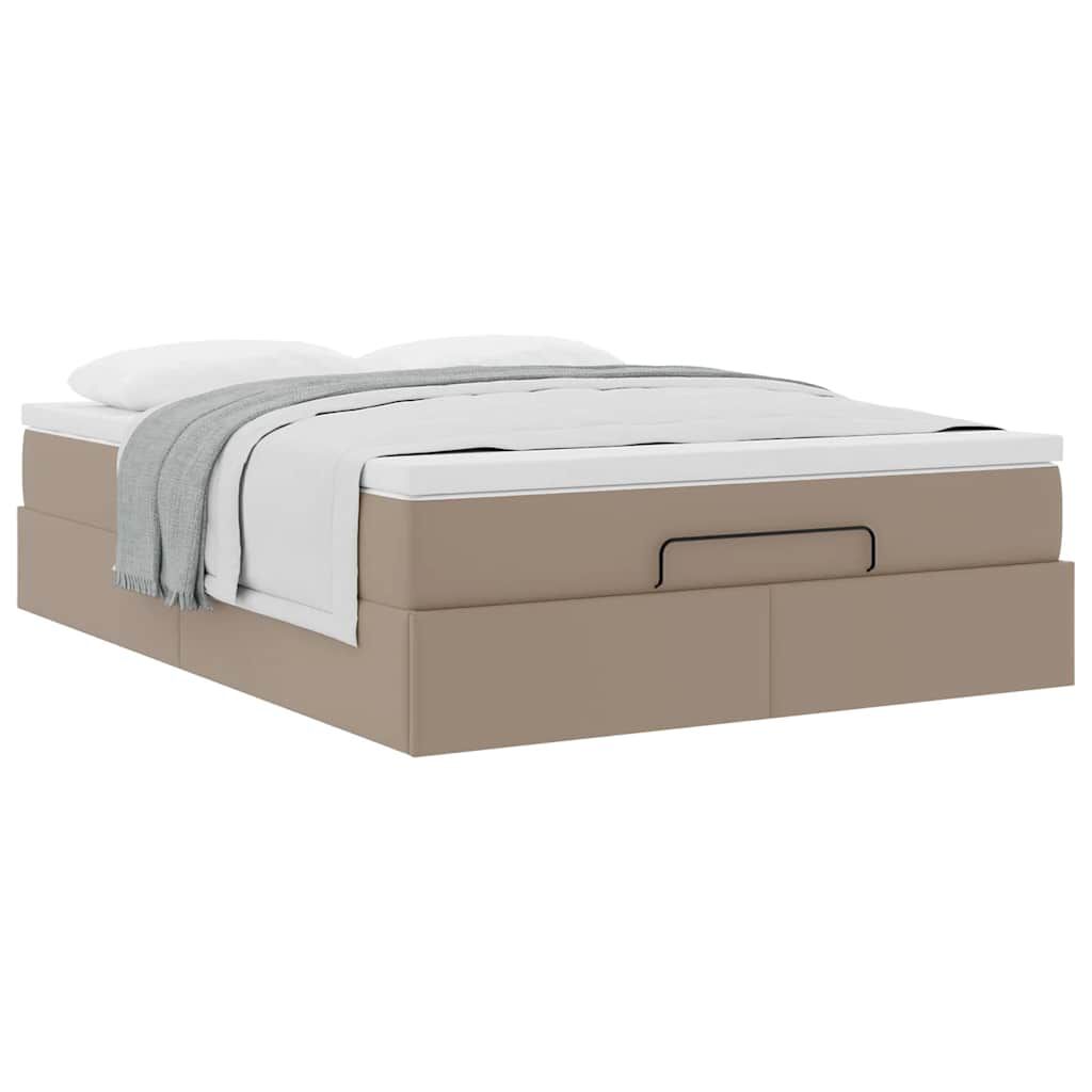 vidaXL Οθωμανικό κρεβάτι με στρώμα Cappucino 140x190cm Faux Leather