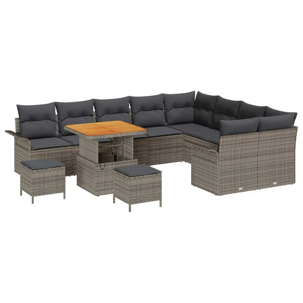 vidaXL Σετ Καναπέ Κήπου με μαξιλάρι 12 pcs Γκρι 80 x 80 x 71 cm
