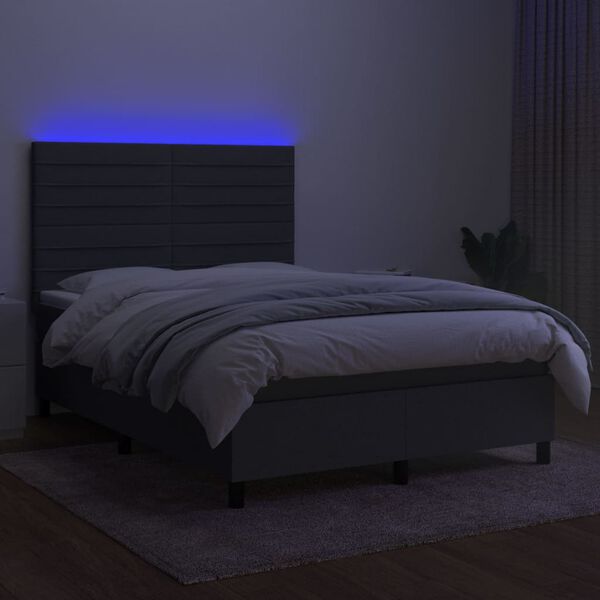 vidaXL &Kappa;&rho;&epsilon;&beta;ά&tau;&iota; Boxspring &mu;&epsilon; &Sigma;&tau;&rho;ώ&mu;&alpha; & LED &Sigma;&kappa;.&Gamma;&kappa;&rho;&iota; 140x190&epsilon;&kappa;. &Upsilon;&phi;&alpha;&sigma;&mu;ά&tau;&iota;&nu;&omicron;