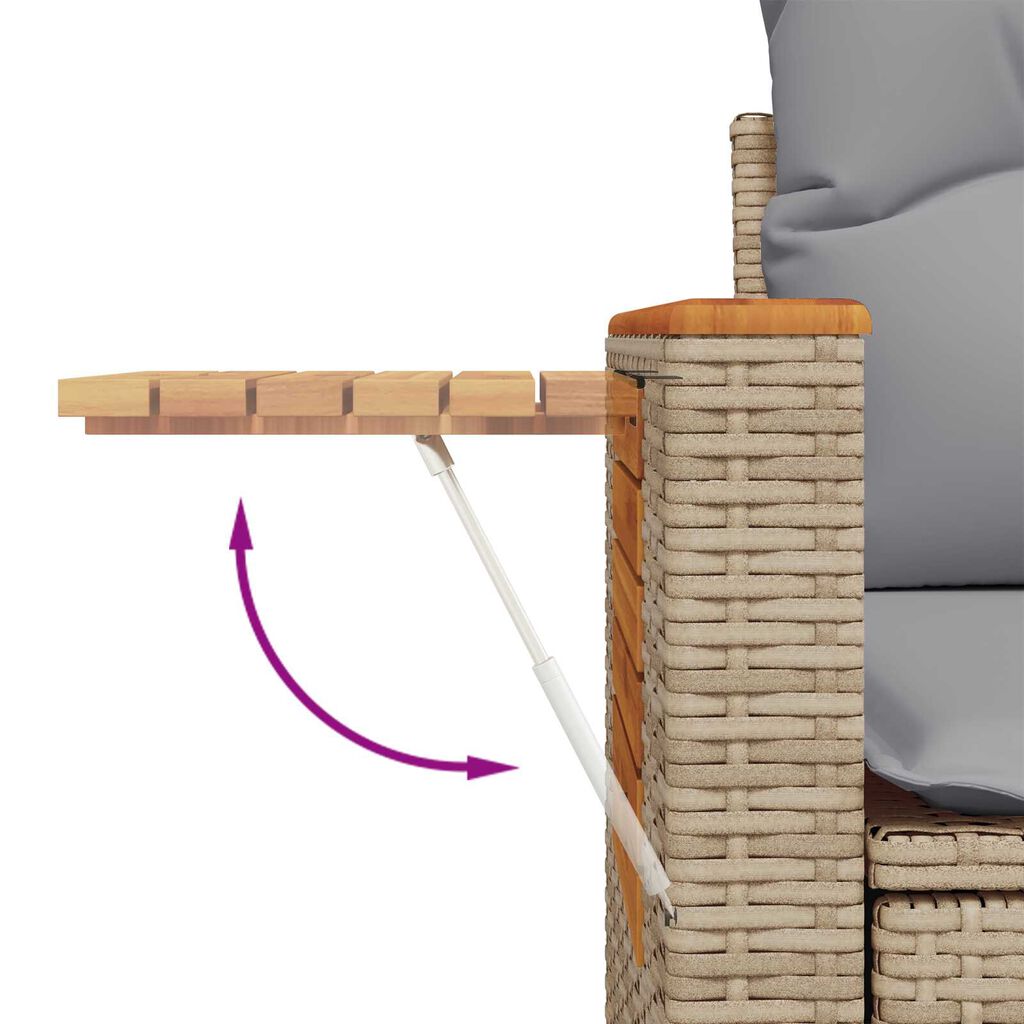 vidaXL 9 Τμήμα Σαλονιού Κήπου με Μαξιλάρια Μπεζ Poly Rattan Acacia