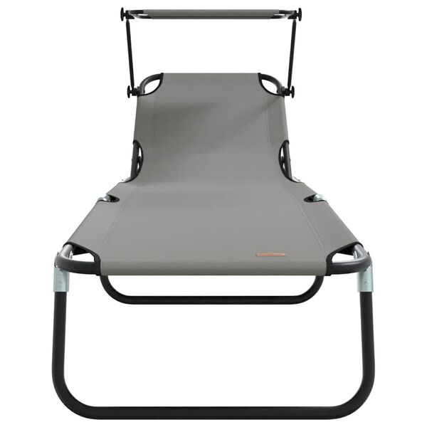 vidaXL Πτυσσόμενη ξαπλώστρα με μαξιλάρι Γκρι 56 x 190 x 81εκ ύφασμα