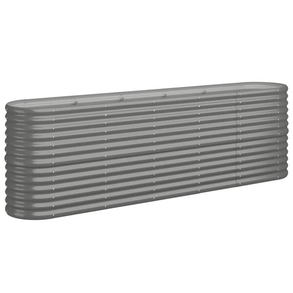 vidaXL Ζαρντινιέρα Γκρι 224x40x68 εκ. Ατσάλι με Ηλεκτρ. Βαφή Πούδρας