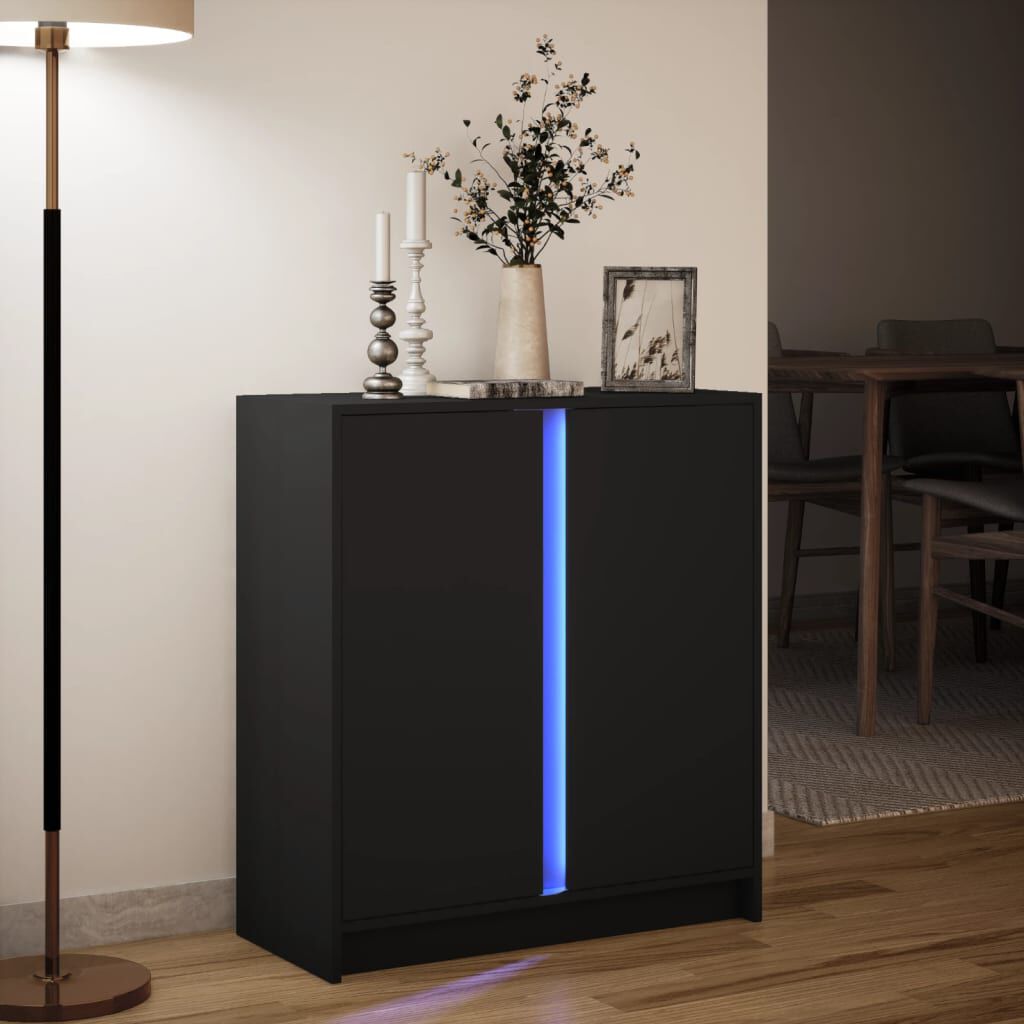 vidaXL Ντουλάπι με Φώτα LED Μαύρη 77x34x85 εκ. Επεξεργασμένο Ξύλο