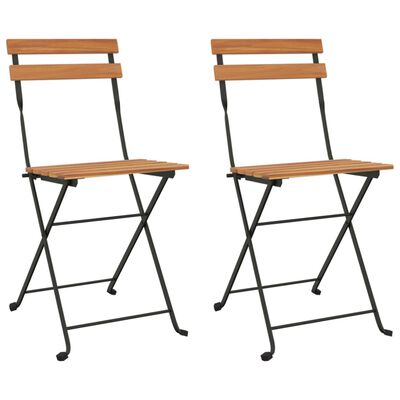 vidaXL Καρέκλες Bistro Πτυσσόμενες 2 τεμ. Μασίφ Ξύλο Teak και Ατσάλι
