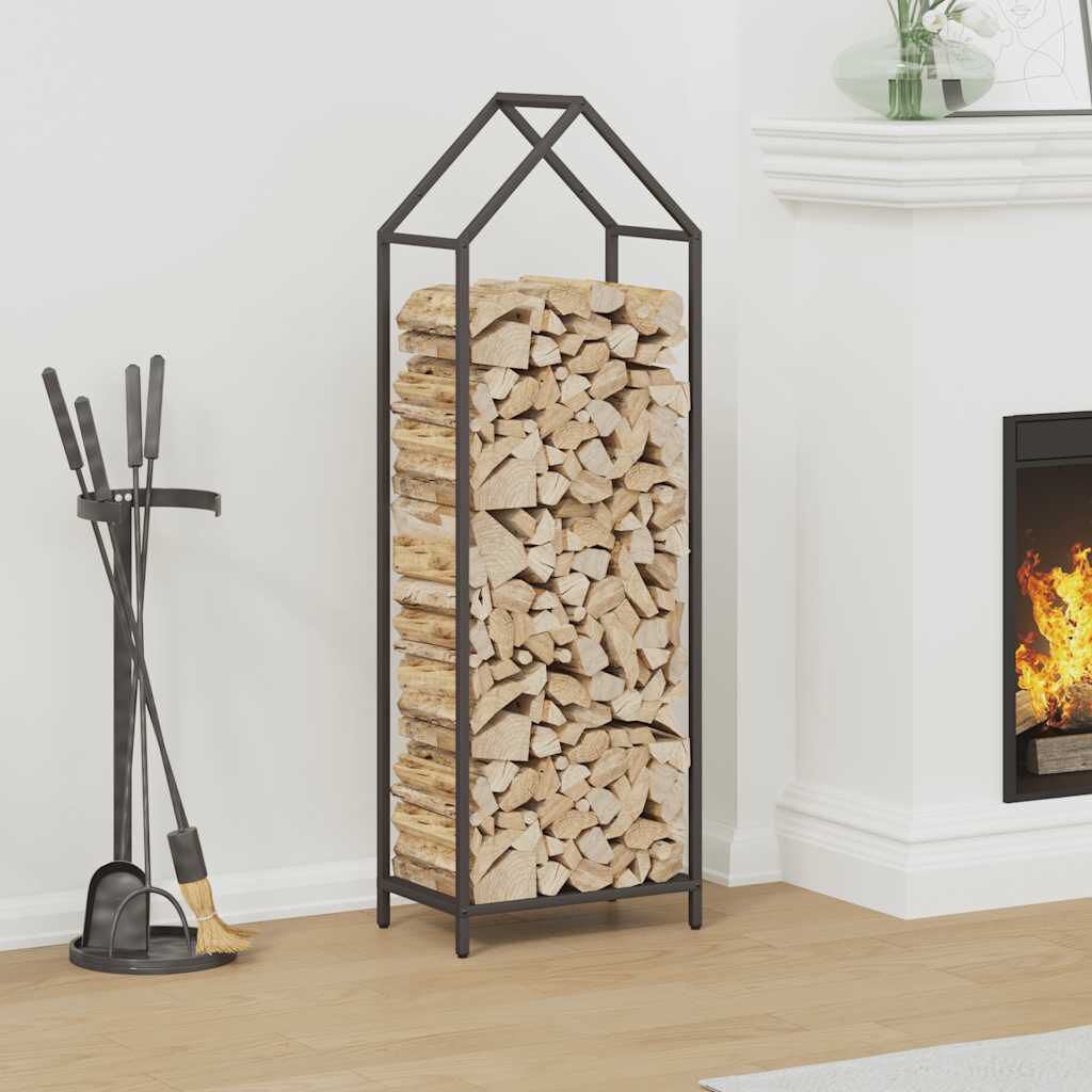 vidaXL Ράφι για καυσόξυλα Μαύρο 40x25x120 cm Ατσάλι ψυχρής έλασης