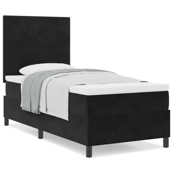 κρεβάτι box spring vidaXL με στρώμα Μαύρο Μονό Βελούδινο