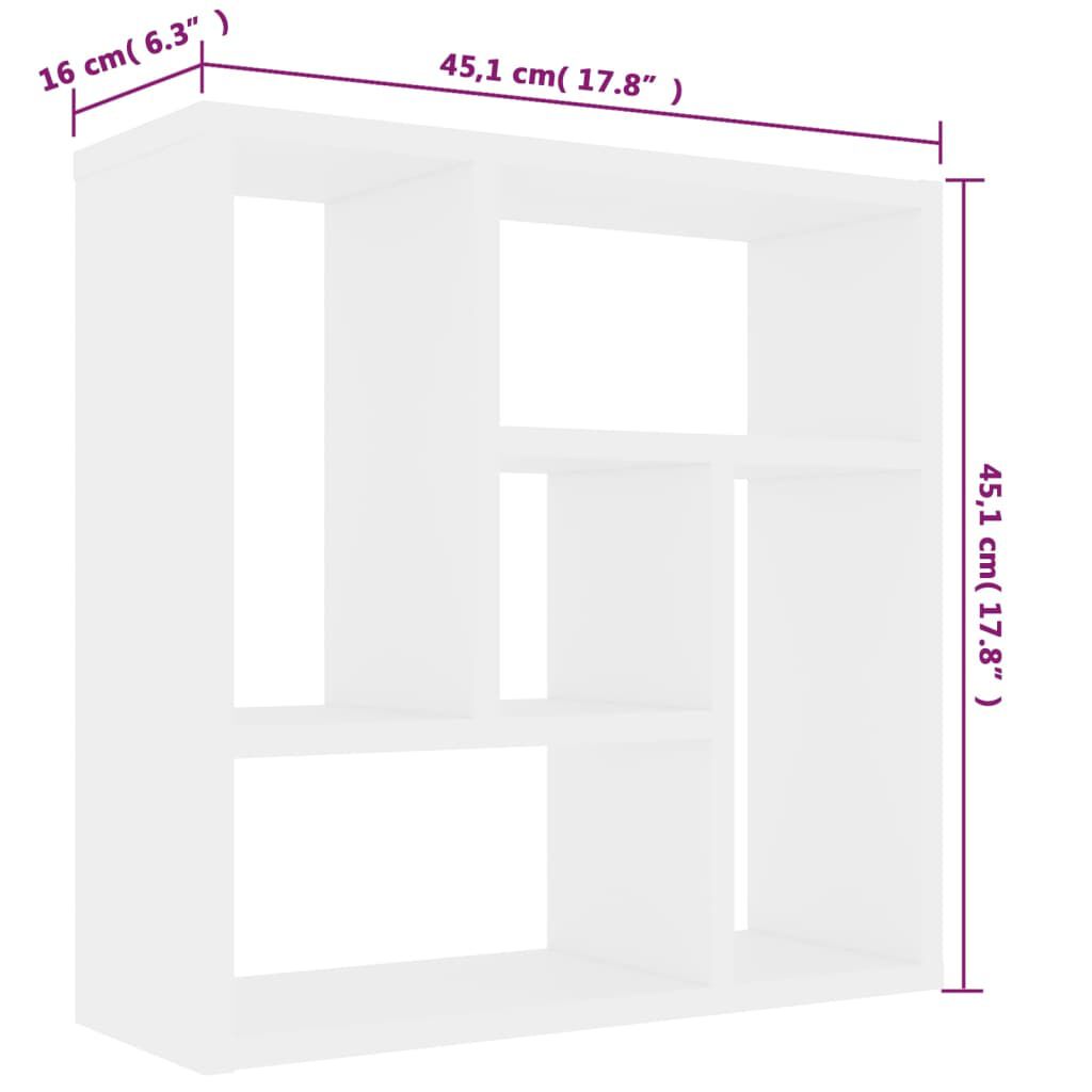 vidaXL Ραφιέρα Τοίχου Λευκή 45,1 x 16 x 45,1 εκ. από Επεξ. Ξύλο