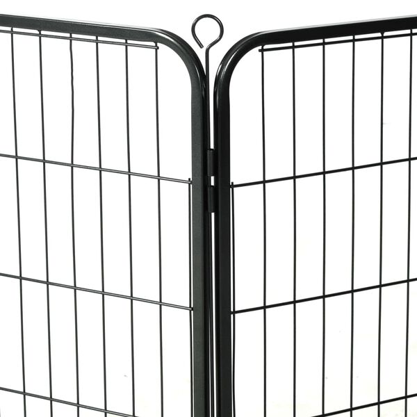 vidaXL Πάρκο Σκύλου με 8 Πάνελ Μαύρο 60 x 80 εκ. Ατσάλινο