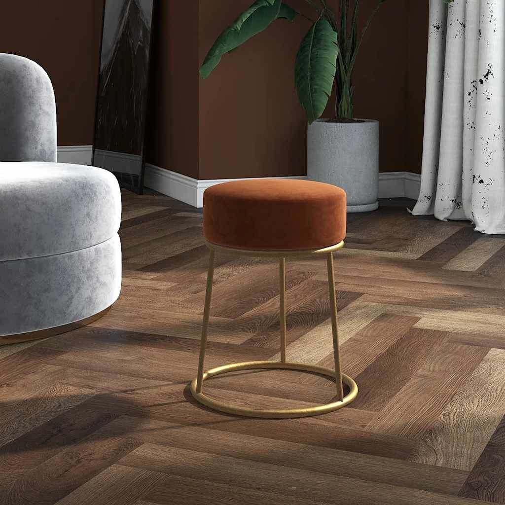 vidaXL Στρογγυλό Σκαμπό Hocker Καφέ Βελούδινο