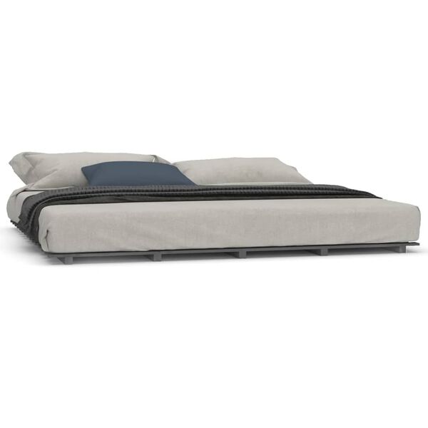 vidaXL Πλαίσιο Κρεβατιού Γκρι 180 x 200 εκ. από Μασίφ Ξύλο Πεύκου
