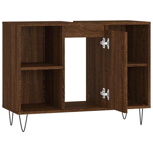 vidaXL Ντουλάπι Μπάνιου Καφέ Δρυς 80 x 33 x 60 εκ. Επεξεργασμένο Ξύλο