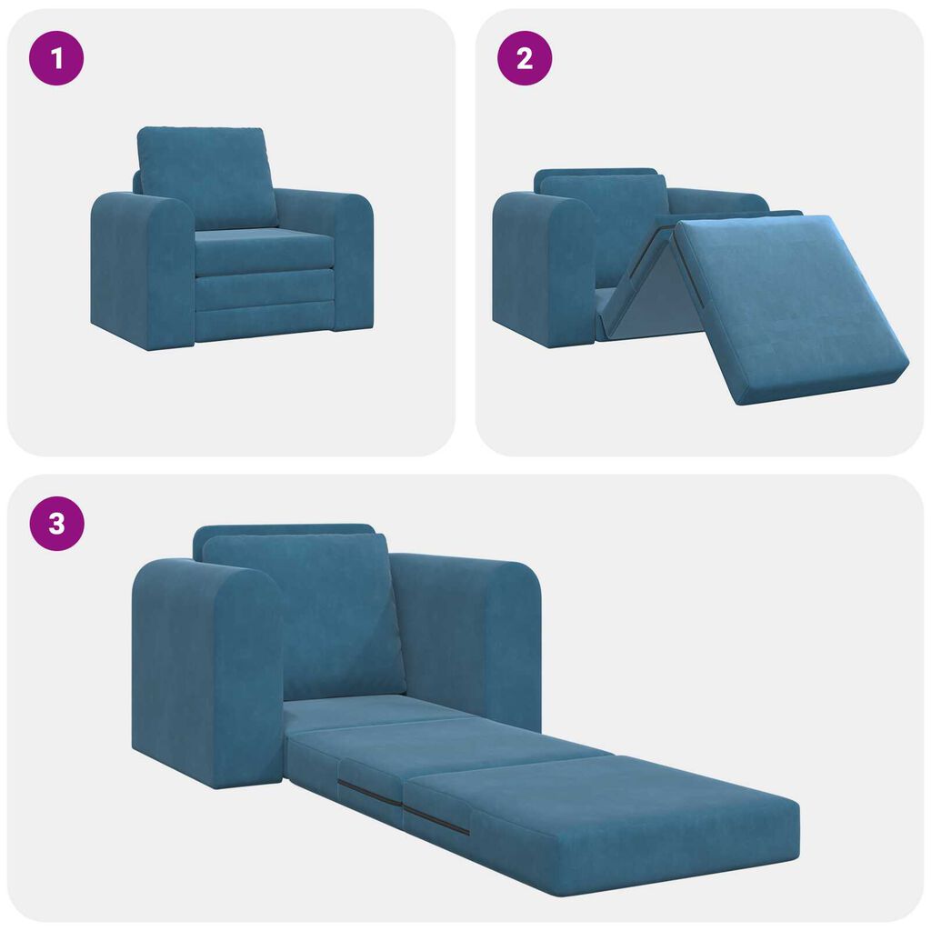vidaXL Καναπές Κρεβάτι 2 σε 1 Μπλε 98x71x83 εκ. Βελούδο