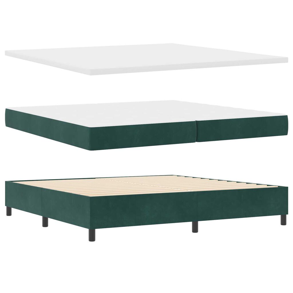 vidaXL Κρεβάτι Box Spring με Στρώμα Σκούρο Πράσινο 200x200 εκ Βελούδο