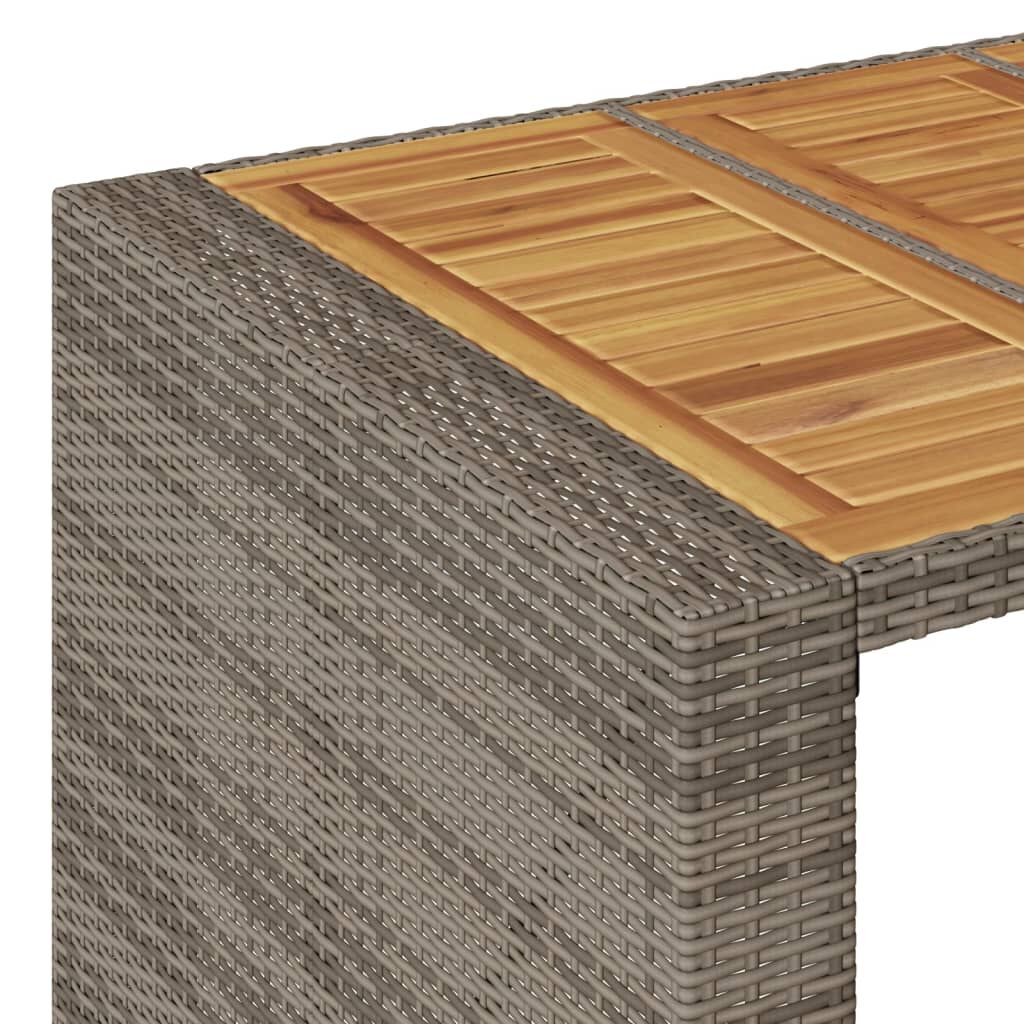 vidaXL Τραπέζι Μπαρ Κήπου Επιφ. Ακακίας Γκρι 185x80x110εκ. Συνθ. Ρατάν