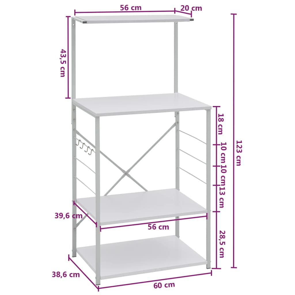 vidaXL Ντουλάπι Φούρνου Μικροκυμάτων Λευκό 60x39,6x123 εκ. Επεξ. Ξύλο