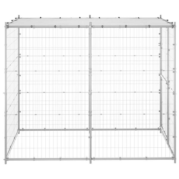vidaXL Κλουβί Σκύλου Εξ. Χώρου Γαλβαν. Χάλυβας 110x220x180εκ Στέγαστρο