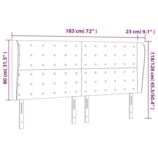 vidaXL Κεφαλάρι με Πτερύγια Ανοιχτό Γκρι 183x23x118/128 εκ. Βελούδινο