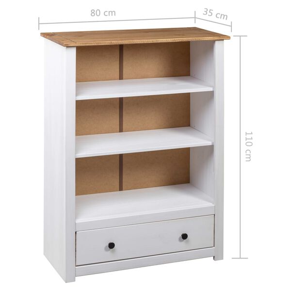 vidaXL Βιβλιοθήκη Λευκή 80x35x110 εκ. Μασίφ Ξύλο Πεύκου Σειρά Panama