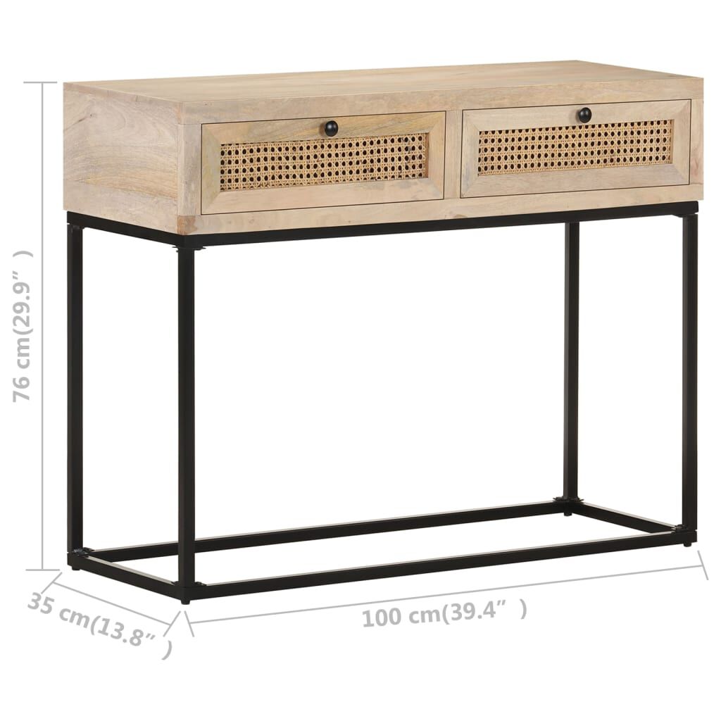 vidaXL Τραπέζι Κονσόλα 100x35x76εκ Μασίφ Ξύλο Μάνγκο/Φυσικό Ζαχαροκάλ.