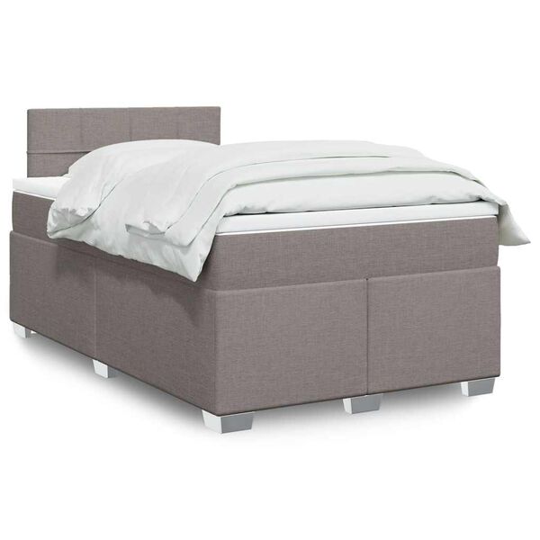 vidaXL Κρεβάτι Boxspring με Στρώμα Taupe 120x190 εκ. Υφασμάτινο