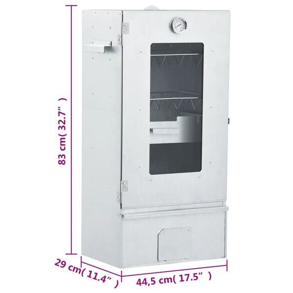 vidaXL Φούρνος Μπάρμπεκιου με Πριονίδι 44,5x29x110 εκ. Γαλβαν. Ατσάλι