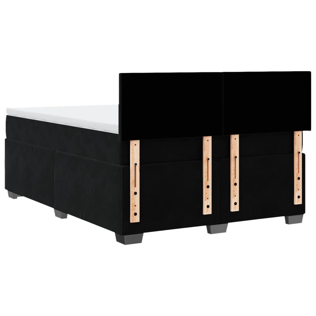 vidaXL Κρεβάτι Boxspring με Στρώμα Μαύρο 140x190 εκ. Βελούδινο
