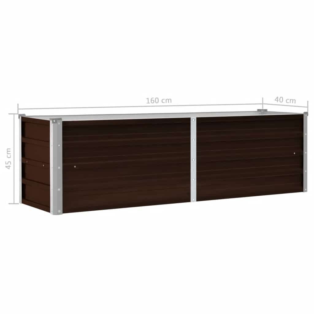 vidaXL Ζαρντινιέρα Υπερυψωμένη Καφέ 160x40x45 εκ. Γαλβανισμ. Χάλυβας