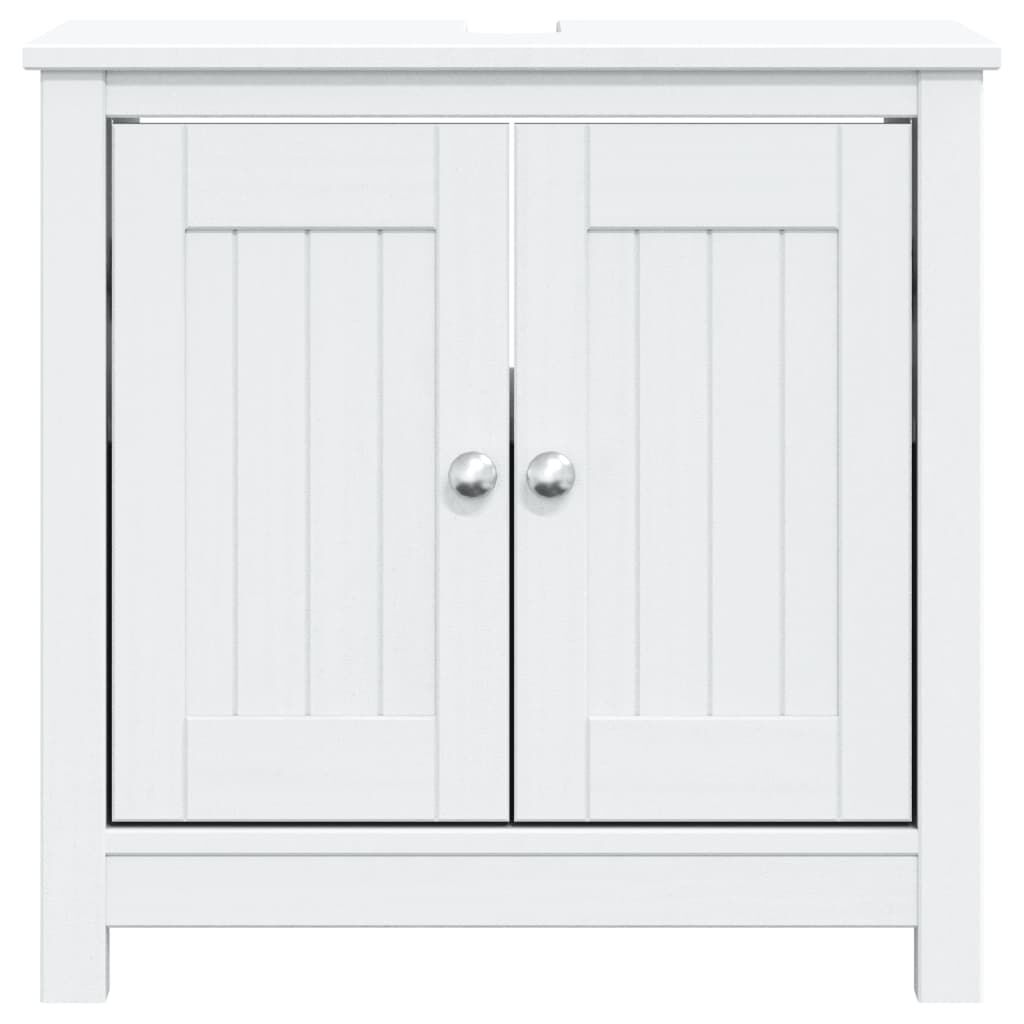 vidaXL Ντουλάπι Νιπτήρα BERG Λευκό 60 x 34 x 59 εκ. Μασίφ Ξύλο Πεύκου