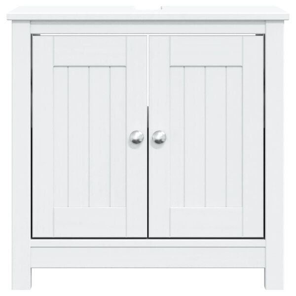 vidaXL Ντουλάπι Νιπτήρα BERG Λευκό 60 x 34 x 59 εκ. Μασίφ Ξύλο Πεύκου