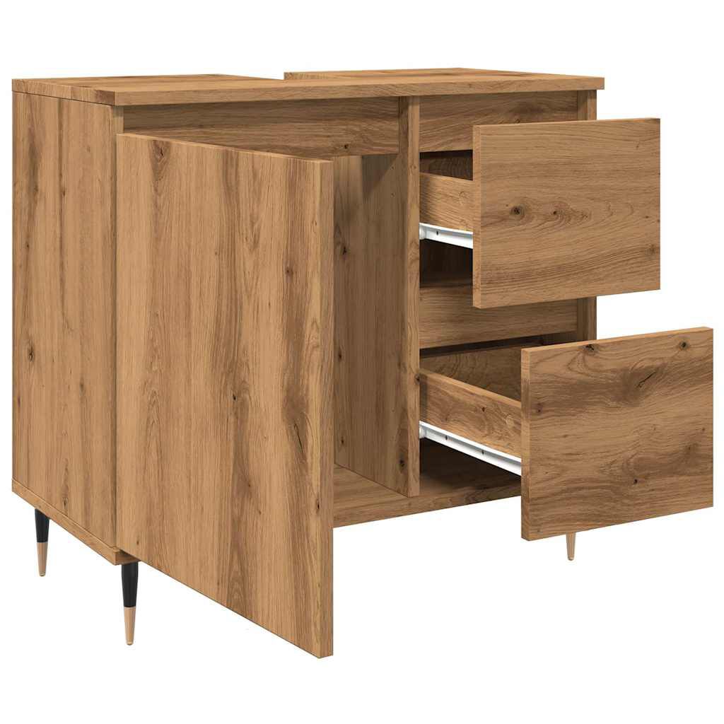 vidaXL Ντουλάπι Μπάνιου τεχνίτης Δρυς 65x33x60 εκ. Επεξεργασμένο Ξύλο