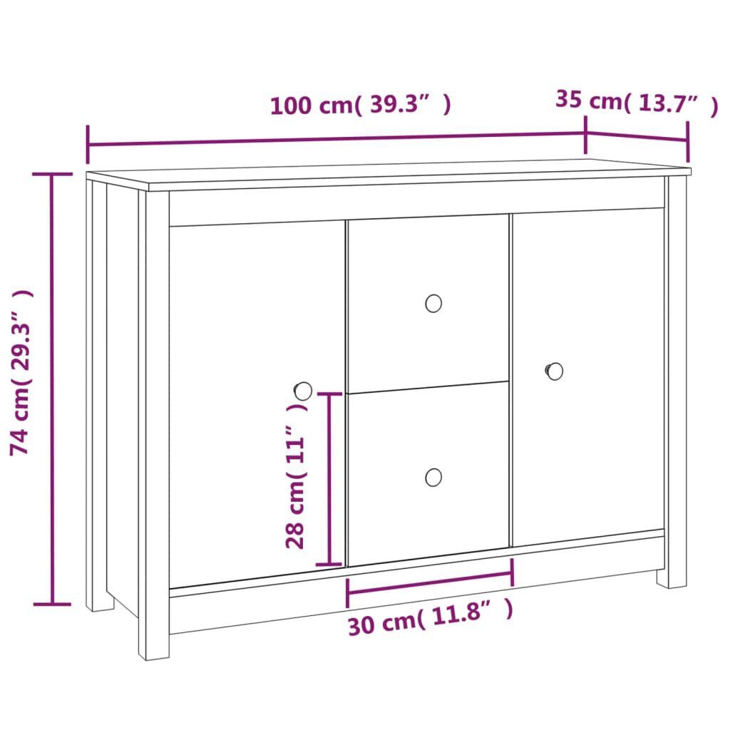 vidaXL Ντουλάπι 100 x 35 x 74 εκ. από Μασίφ Ξύλο Πεύκου