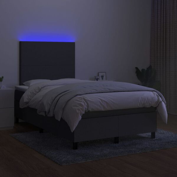 vidaXL &Kappa;&rho;&epsilon;&beta;ά&tau;&iota; Boxspring &mu;&epsilon; &Sigma;&tau;&rho;ώ&mu;&alpha; & LED &Sigma;&kappa;.&Gamma;&kappa;&rho;&iota; 120x200 &epsilon;&kappa; &Upsilon;&phi;&alpha;&sigma;&mu;ά&tau;&iota;&nu;&omicron;