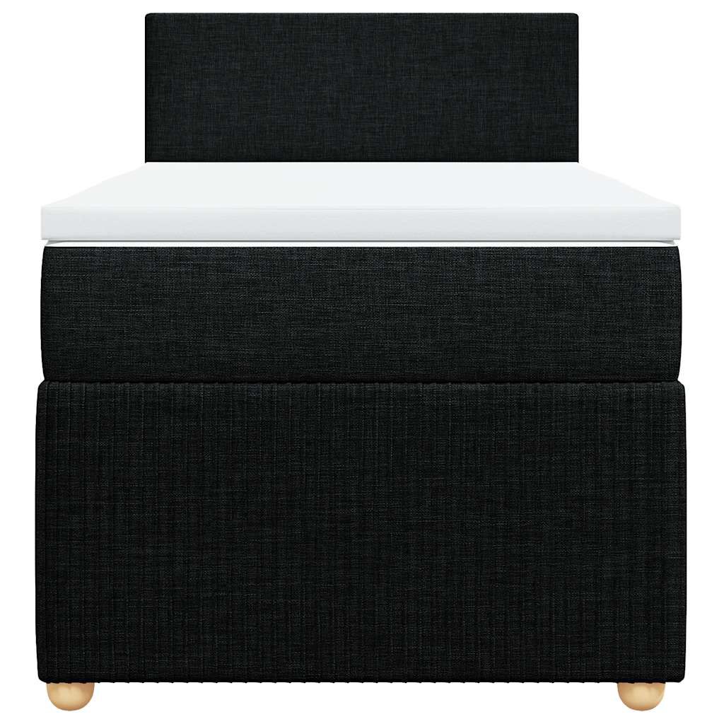 vidaXL Κρεβάτι Boxspring με Στρώμα Μαύρο 90x200 εκ. Υφασμάτινο