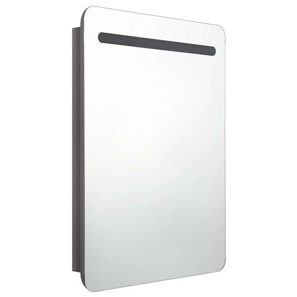 vidaXL Ντουλάπι Μπάνιου με Καθρέφτη & LED Γυαλ. Γκρι 60 x 11 x 80 εκ.