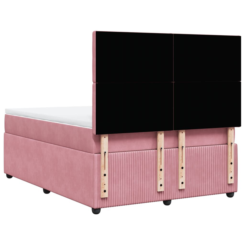 vidaXL Κρεβάτι Boxspring με Στρώμα Ροζ 140x190 εκ. Βελούδινο
