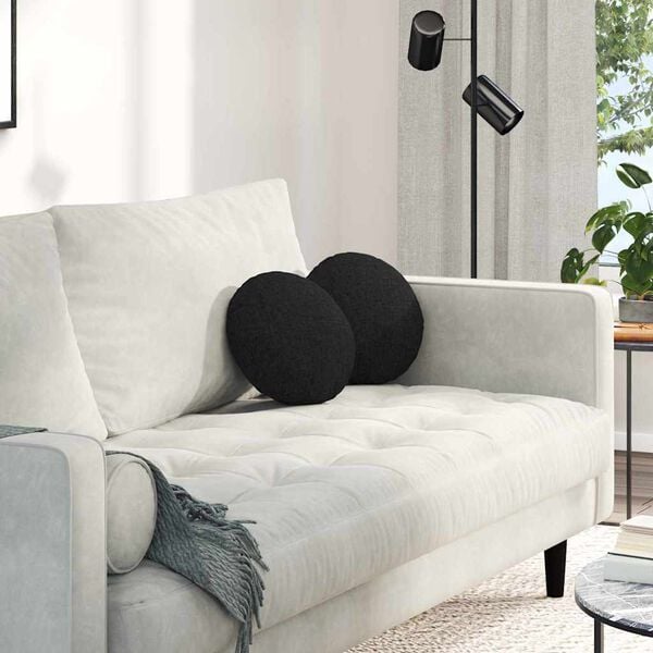 vidaXL Μαξιλάρια καθισμάτων 2 pcs Μαύρο Ø30 x 13 εκ ύφασμα