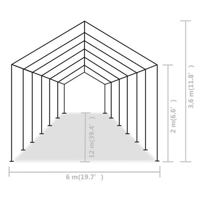 vidaXL Τέντα Εκδηλώσεων Γκρι 6 x 12 μ. από Πολυαιθυλένιο
