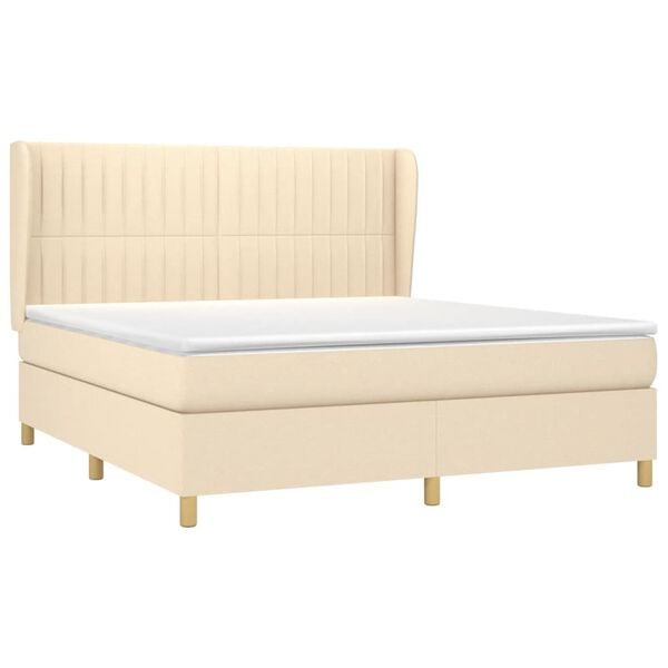 vidaXL &Kappa;&rho;&epsilon;&beta;ά&tau;&iota; Boxspring &mu;&epsilon; &Sigma;&tau;&rho;ώ&mu;&alpha; &Kappa;&rho;&epsilon;&mu; 160x200 &epsilon;&kappa;. &Upsilon;&phi;&alpha;&sigma;&mu;ά&tau;&iota;&nu;&omicron;
