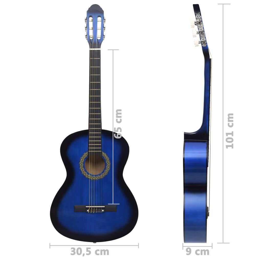 vidaXL Κλασική Κιθάρα για Αρχάριους Μπλε 4/4 39'' από Ξύλο Φιλύρας