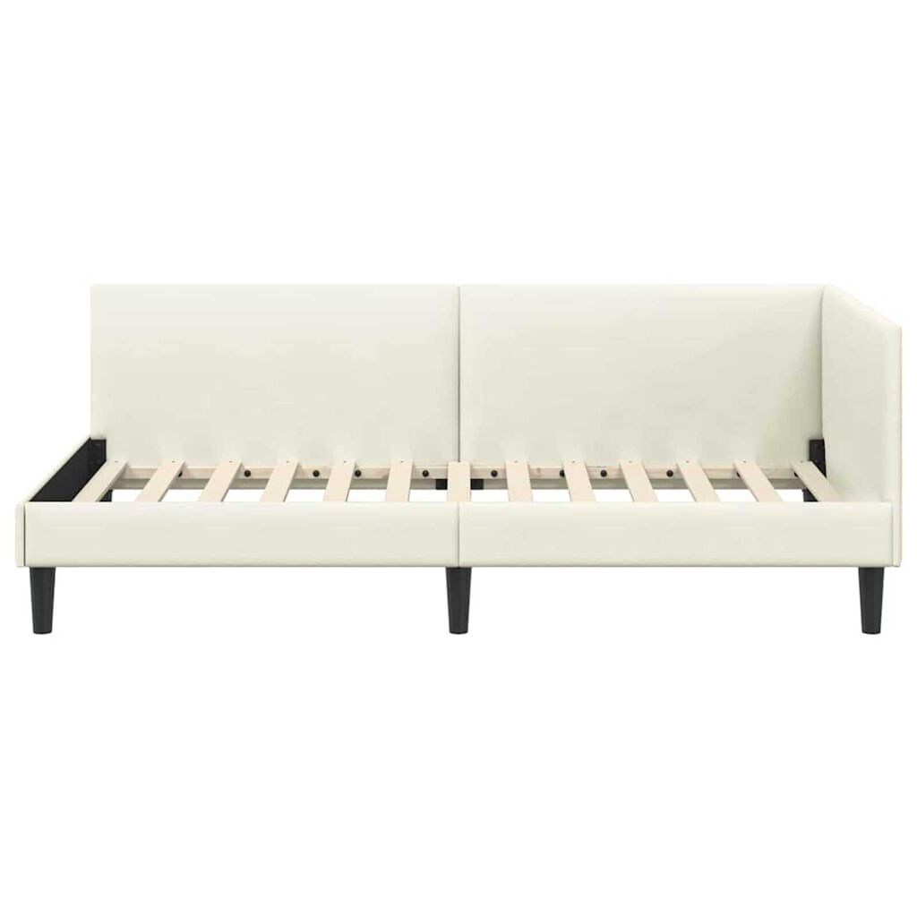 vidaXL Κρεβάτι Γωνίας Κρεμ 80 x 200 cm Βελούδο και Εργοστασιακό ξύλο