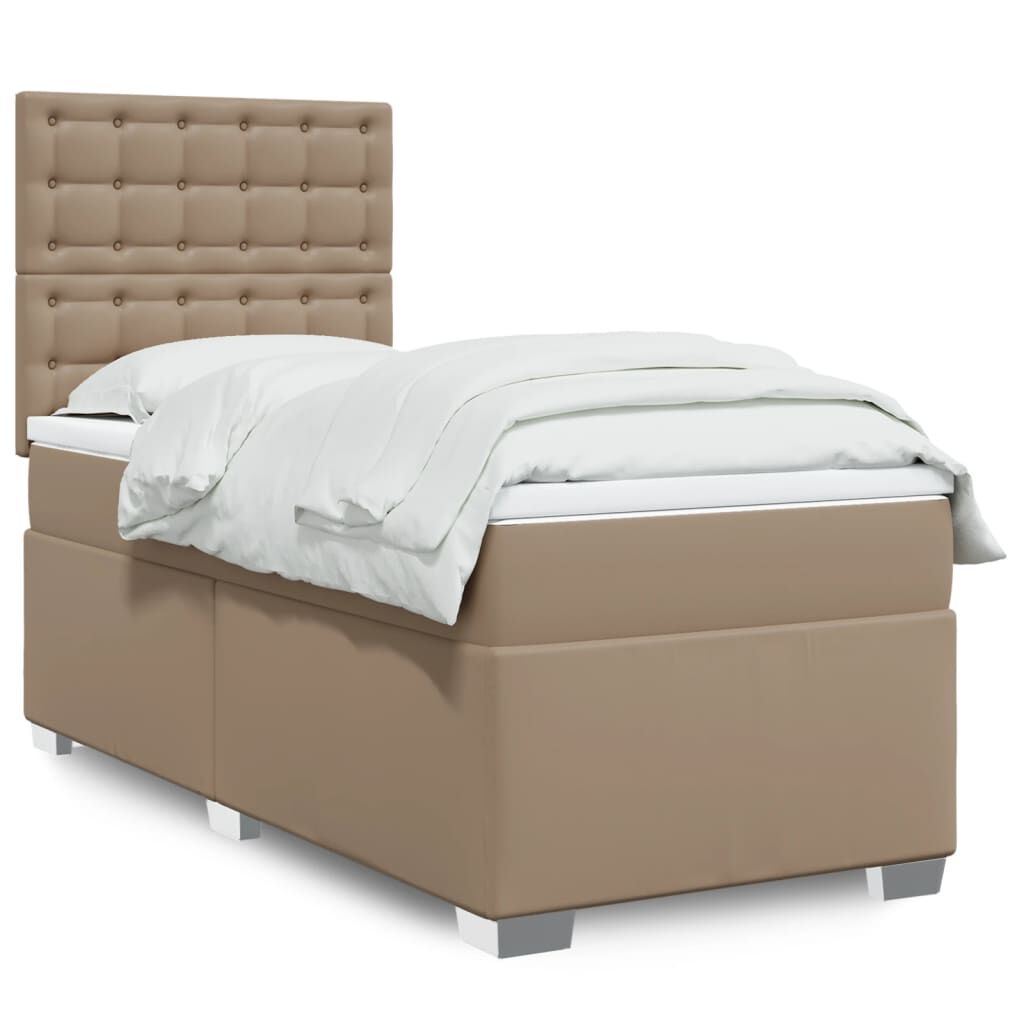 vidaXL Κρεβάτι Boxspring με Στρώμα Καπουτσίνο 80x200 εκ. Συνθ. Δέρμα
