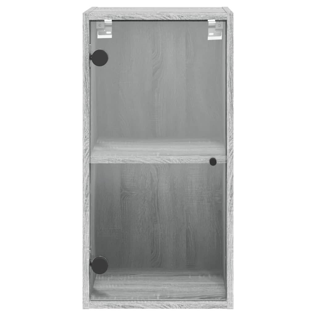 vidaXL Ντουλάπι Τοίχου Sonoma Γκρι 35x37x68,5 εκ. με Γυάλινες Πόρτες