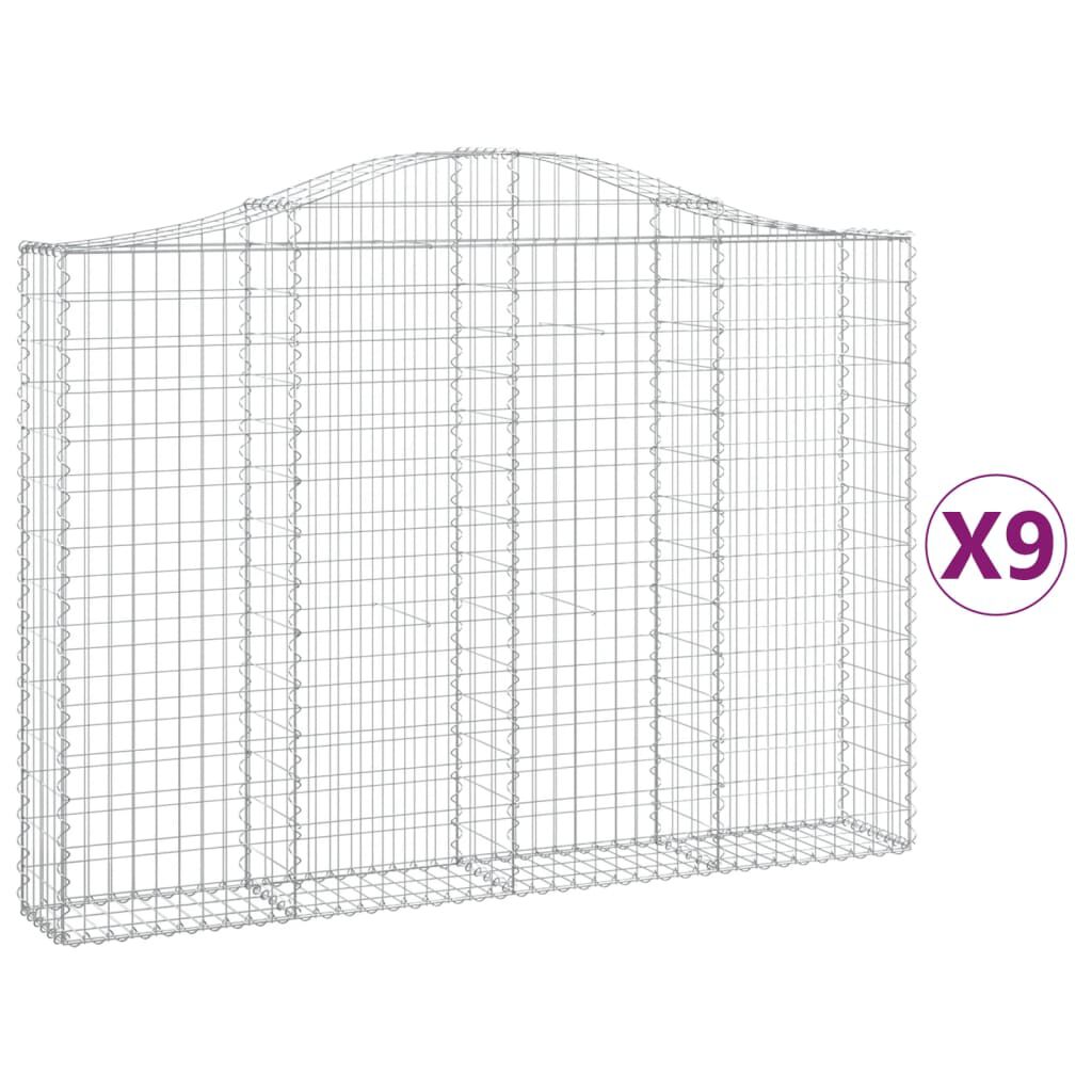 vidaXL Συρματοκιβώτια Τοξωτά 9 τεμ. 200x30x140/160 εκ. Γαλβαν. Ατσάλι