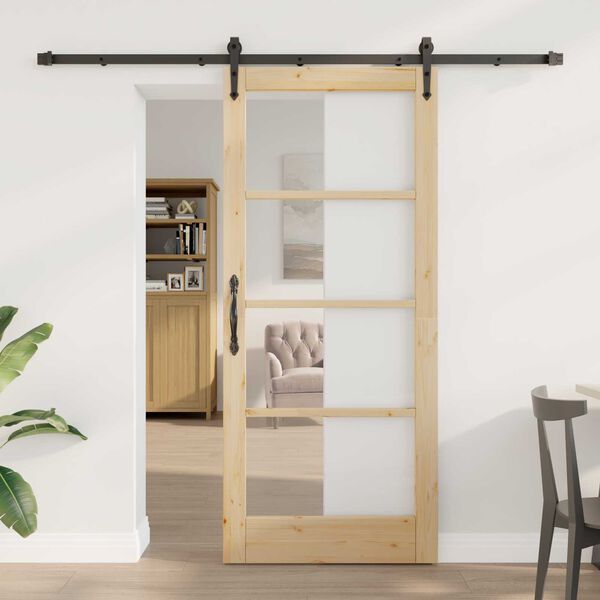 vidaXL Συρόμενη Πόρτα ORKDAL Καφέ 78 x 202 εκ. Ξύλο και μέταλλο